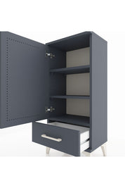 Arges Komodin 3 Raflı Tek Çekmeceli Tek Kapaklı 44x30x96 Antrasit-Antrasit