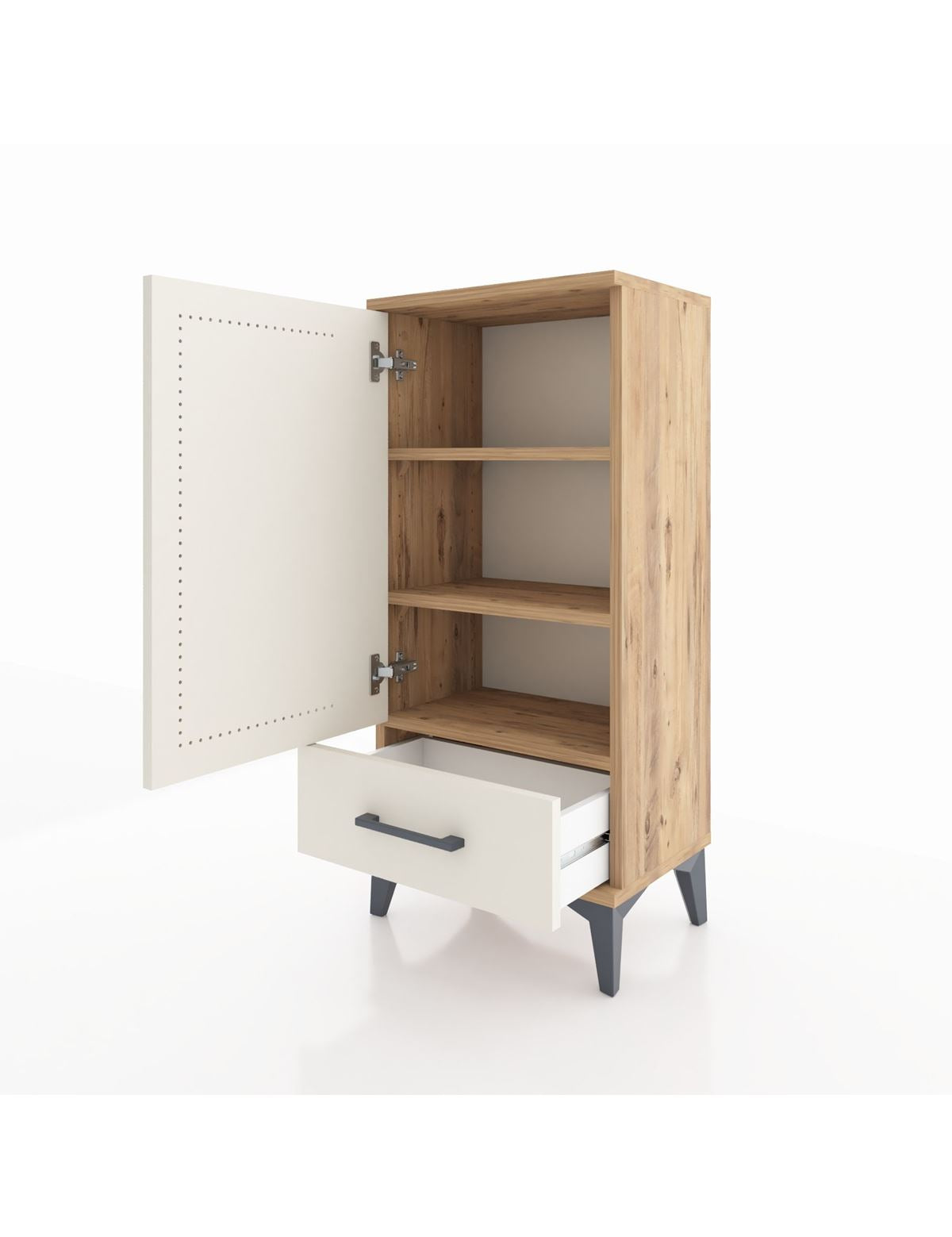 Arges Komodin 3 Raflı Tek Çekmeceli Tek Kapaklı 44x30x96 - S09M041V7A