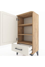 Arges Komodin 3 Raflı Tek Çekmeceli Tek Kapaklı 44x30x96 Çam-Aytaşı