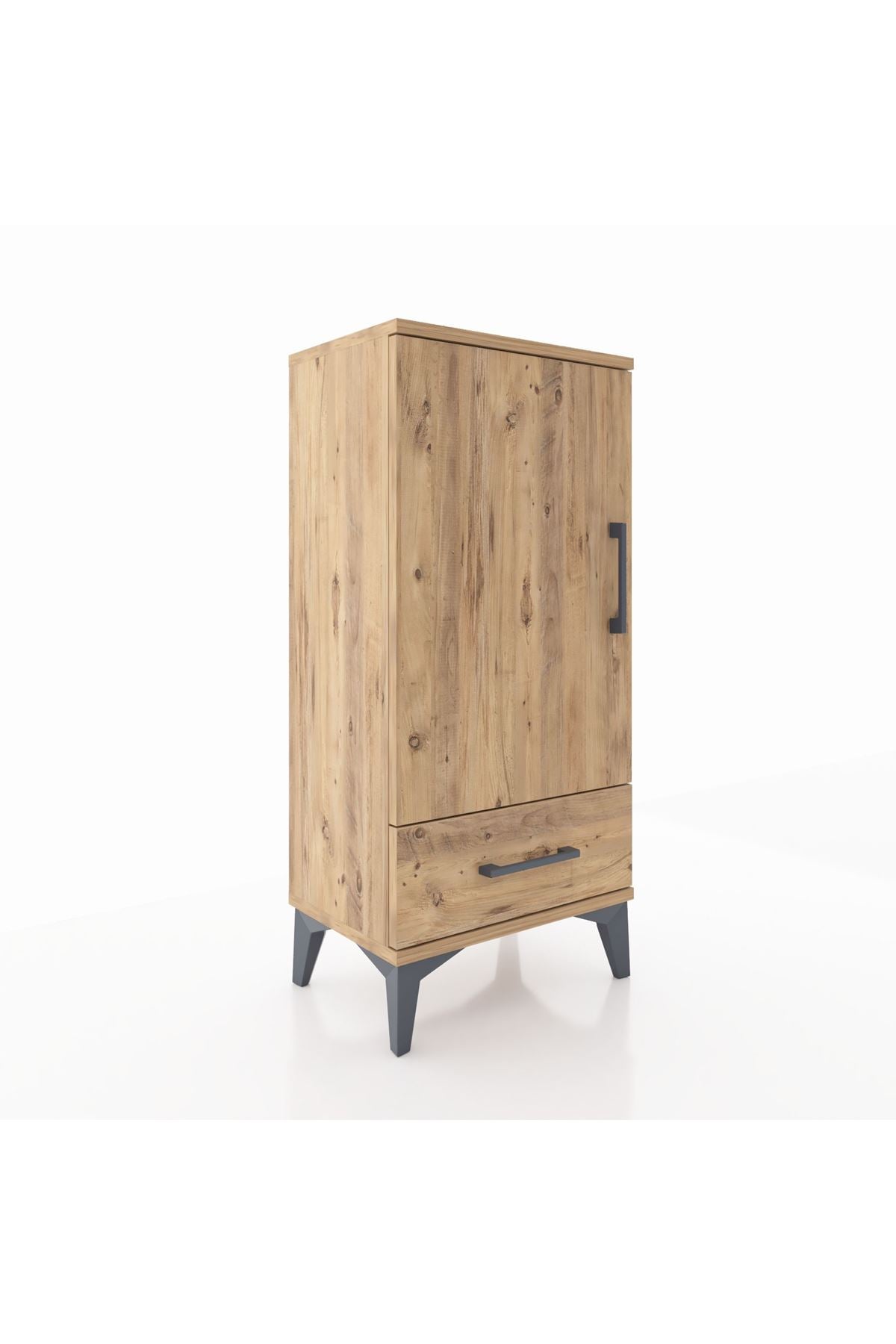 Arges Komodin 3 Raflı Tek Çekmeceli Tek Kapaklı 44x30x96 Çam-Çam