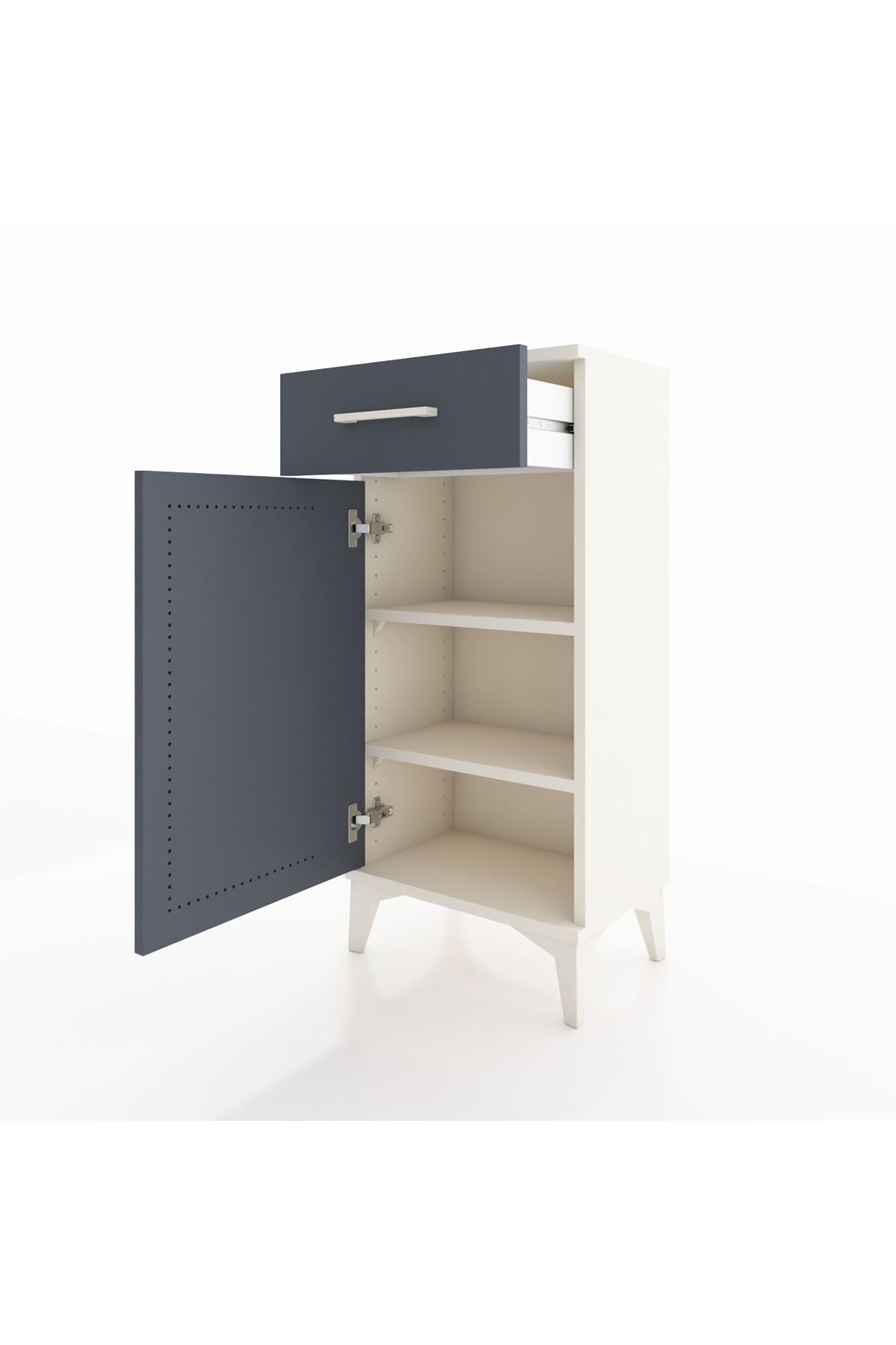 Arges Komodin 2 Raflı Tek Çekmeceli Tek Kapaklı 44x30x96 Aytaşı-Antrasit