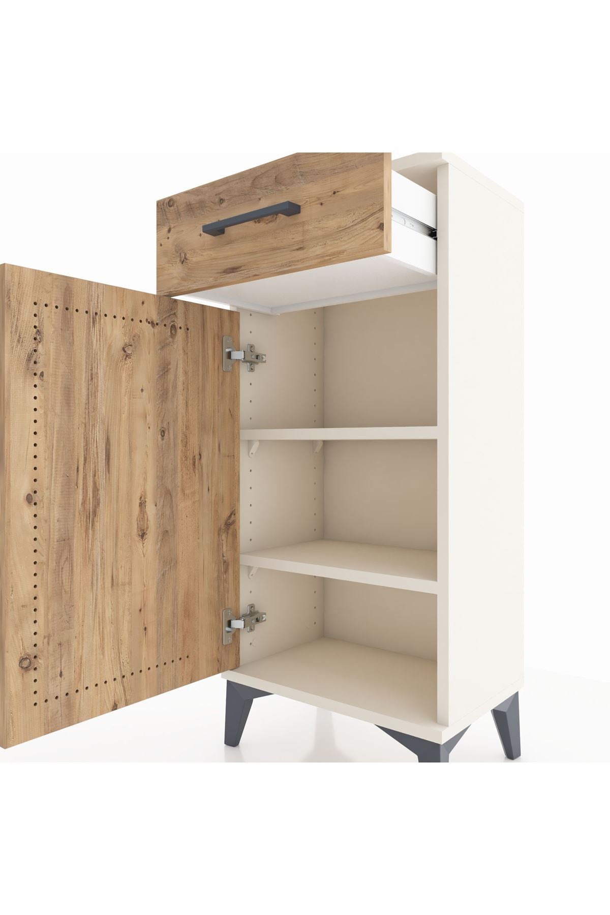 Arges Komodin 2 Raflı Tek Çekmeceli Tek Kapaklı 44x30x96 Aytaşı-Çam