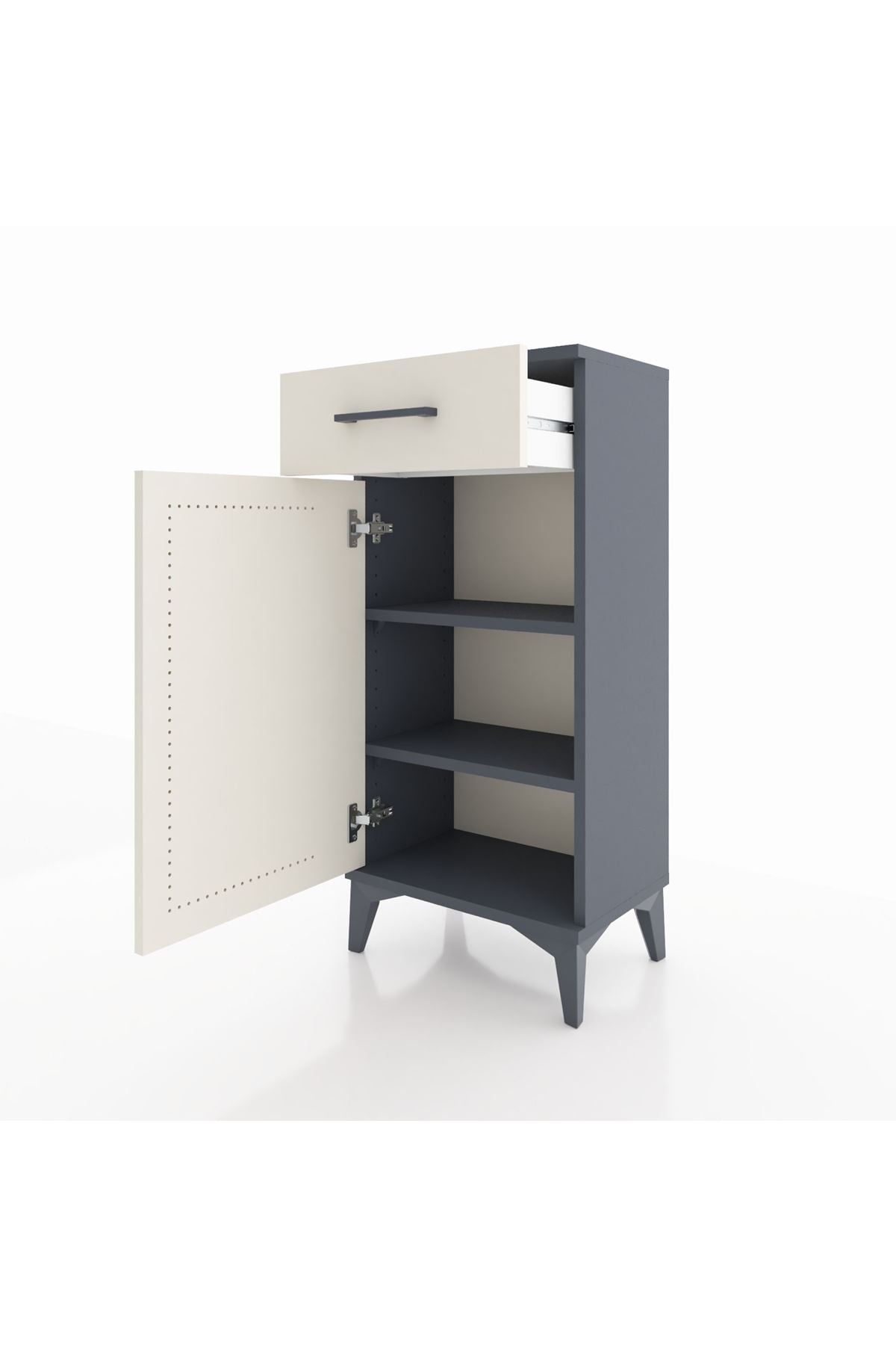 Arges Komodin 2 Raflı Tek Çekmeceli Tek Kapaklı 44x30x96 Antrasit-Aytaşı