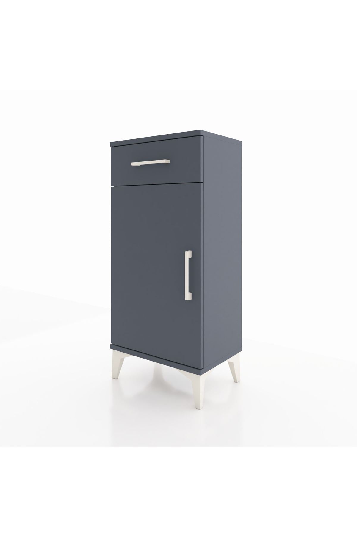 Arges Komodin 2 Raflı Tek Çekmeceli Tek Kapaklı 44x30x96 Antrasit-Antrasit