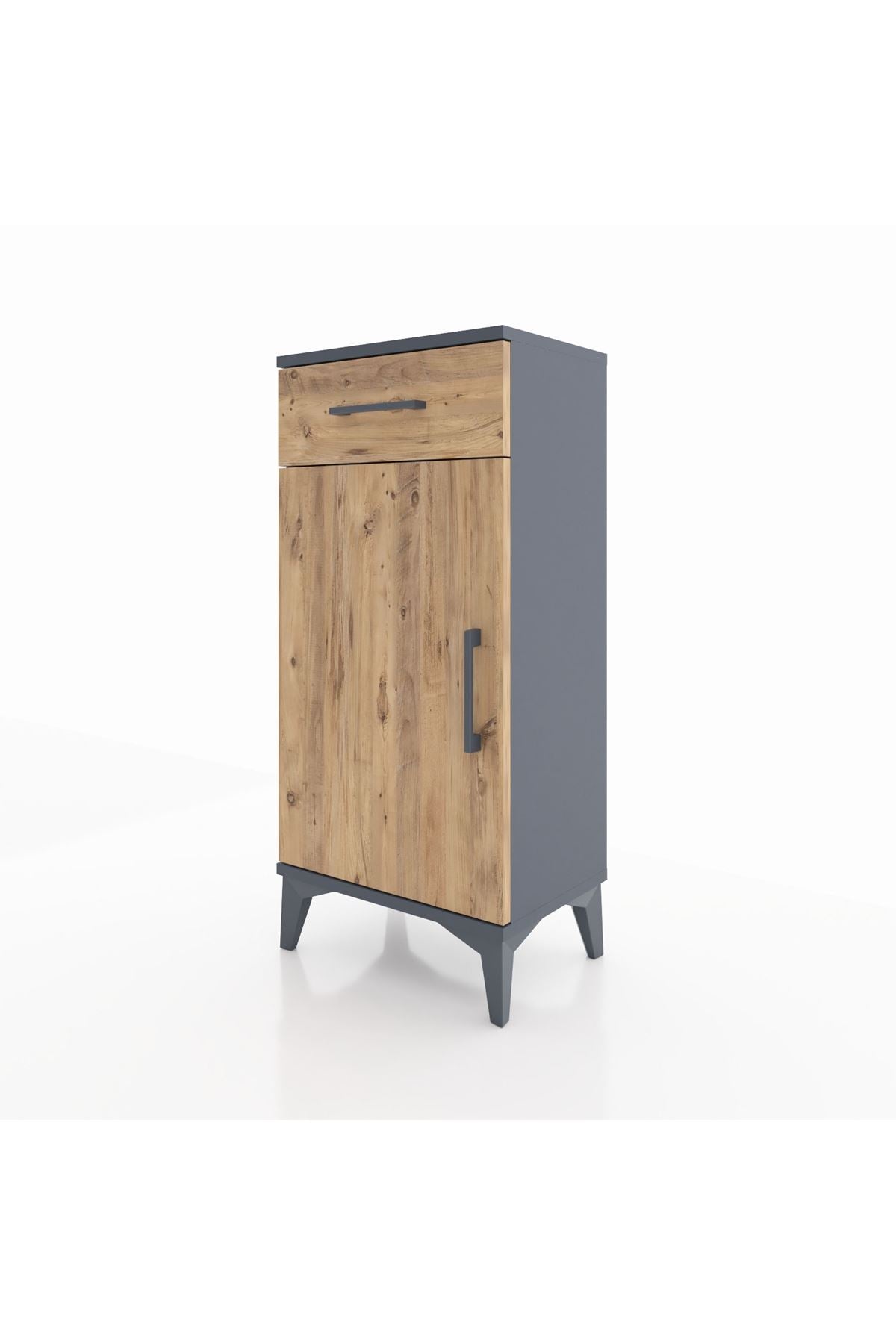 Arges Komodin 2 Raflı Tek Çekmeceli Tek Kapaklı 44x30x96 Antrasit-Çam