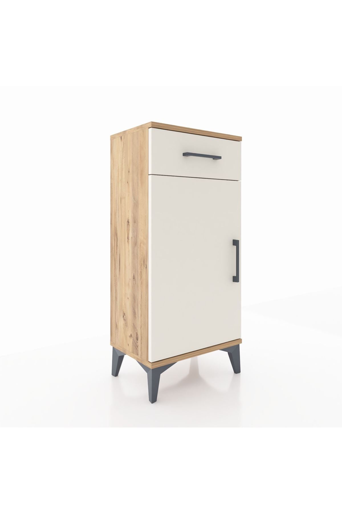 Arges Komodin 2 Raflı Tek Çekmeceli Tek Kapaklı 44x30x96 Çam-Aytaşı