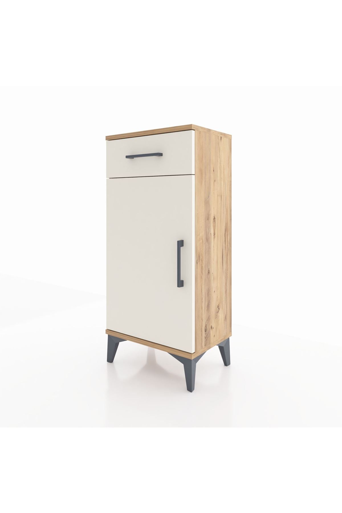 Arges Komodin 2 Raflı Tek Çekmeceli Tek Kapaklı 44x30x96 Çam-Aytaşı