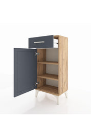 Arges Komodin 2 Raflı Tek Çekmeceli Tek Kapaklı 44x30x96 Çam-Antrasit