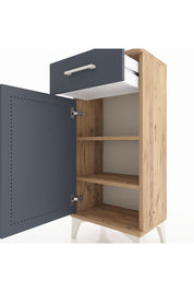 Arges Komodin 2 Raflı Tek Çekmeceli Tek Kapaklı 44x30x96 Çam-Antrasit