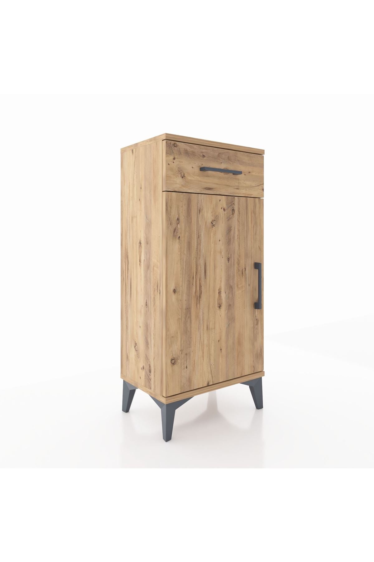 Arges Komodin 2 Raflı Tek Çekmeceli Tek Kapaklı 44x30x96 Çam-Çam