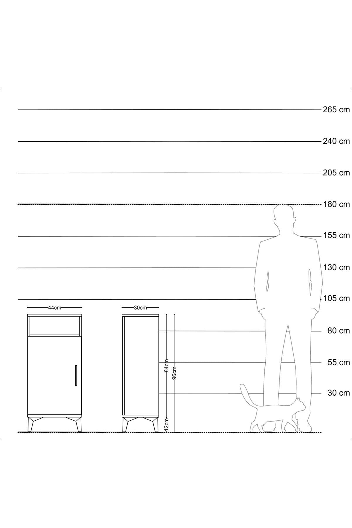 Arges Komodin 3 Raflı Tek Kapaklı 44x30x96 Aytaşı-Aytaşı