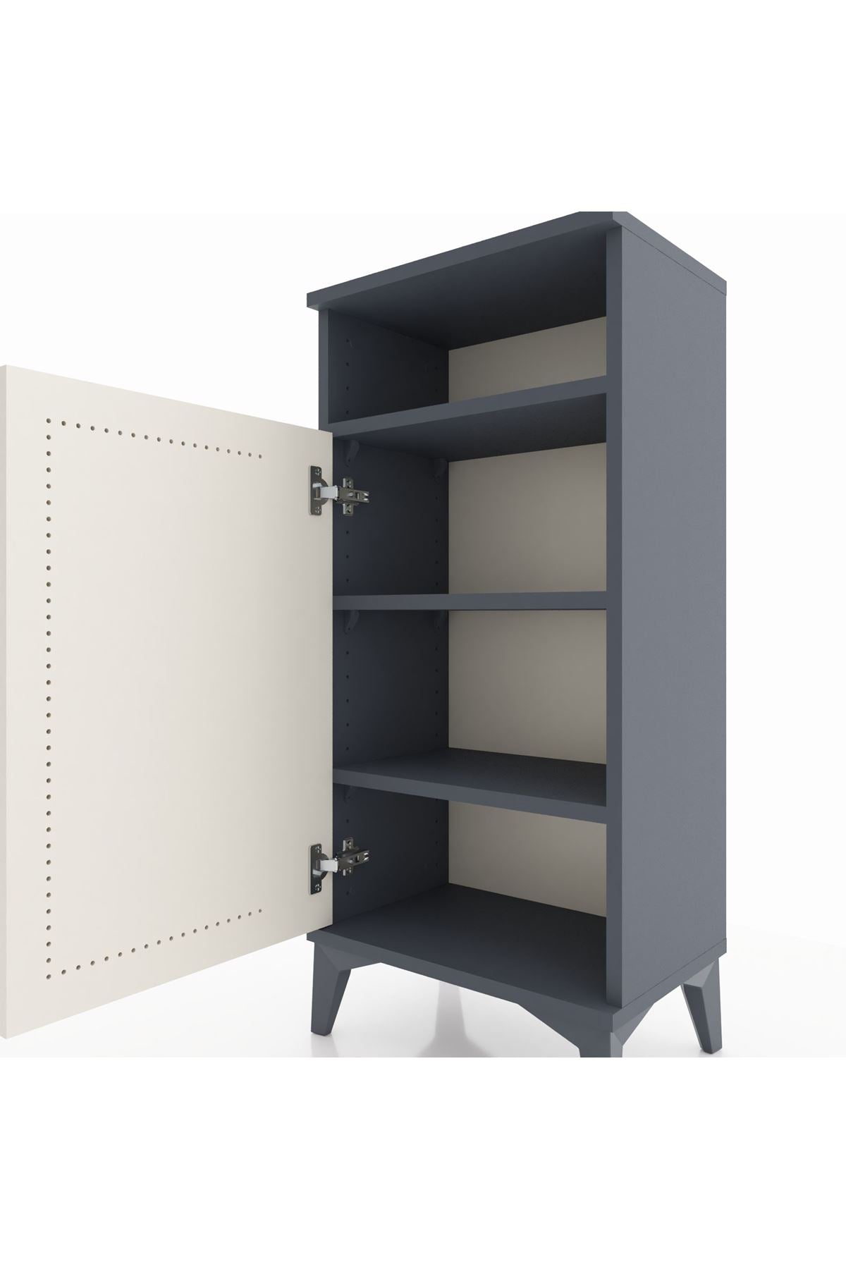 Arges Komodin 3 Raflı Tek Kapaklı 44x30x96 Antrasit-Aytaşı