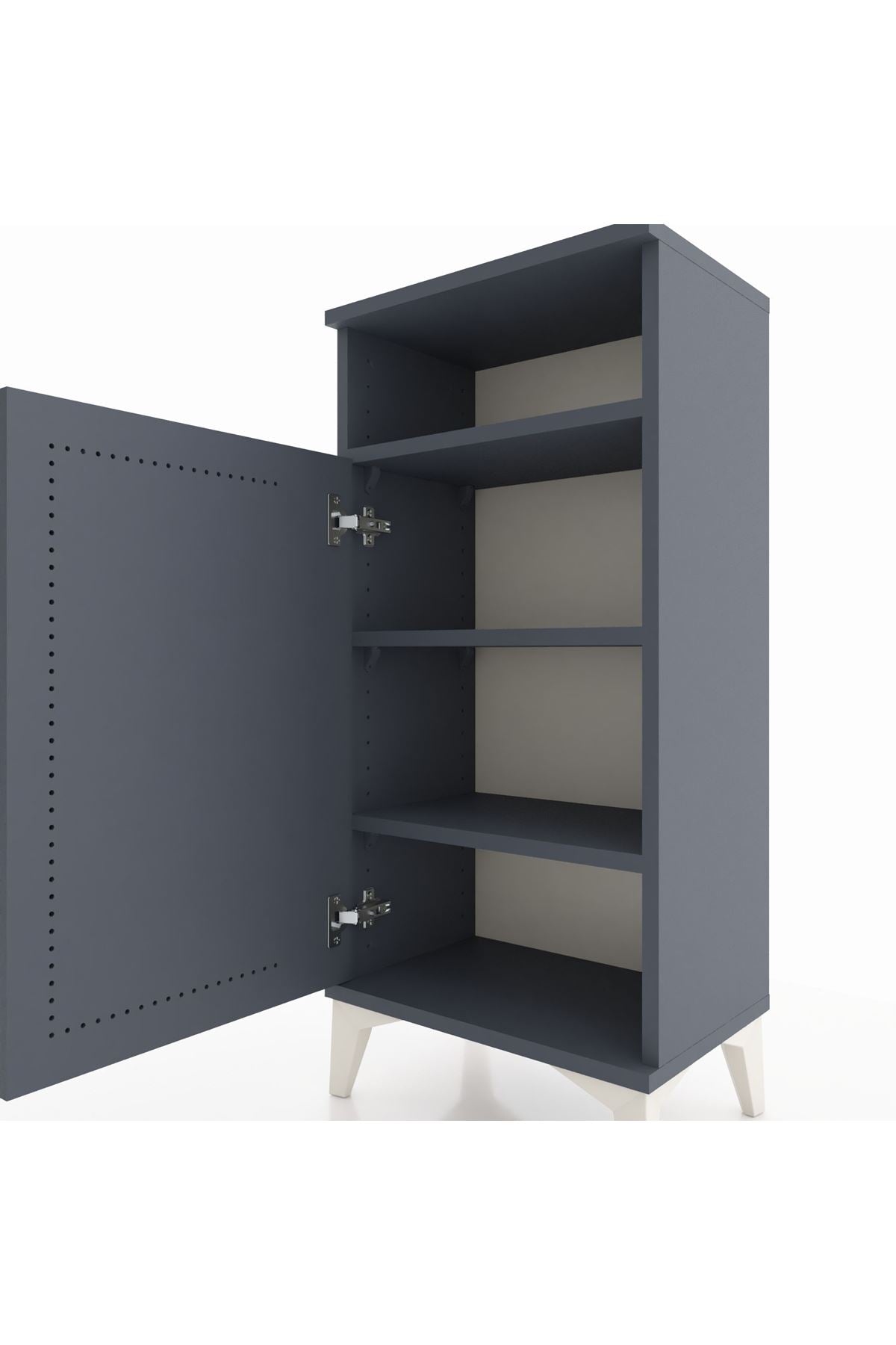 Arges Komodin 3 Raflı Tek Kapaklı 44x30x96 Antrasit-Antrasit