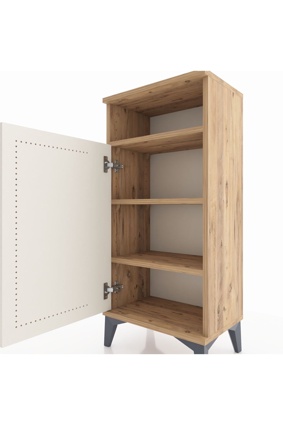 Arges Komodin 3 Raflı Tek Kapaklı 44x30x96 Çam-Aytaşı