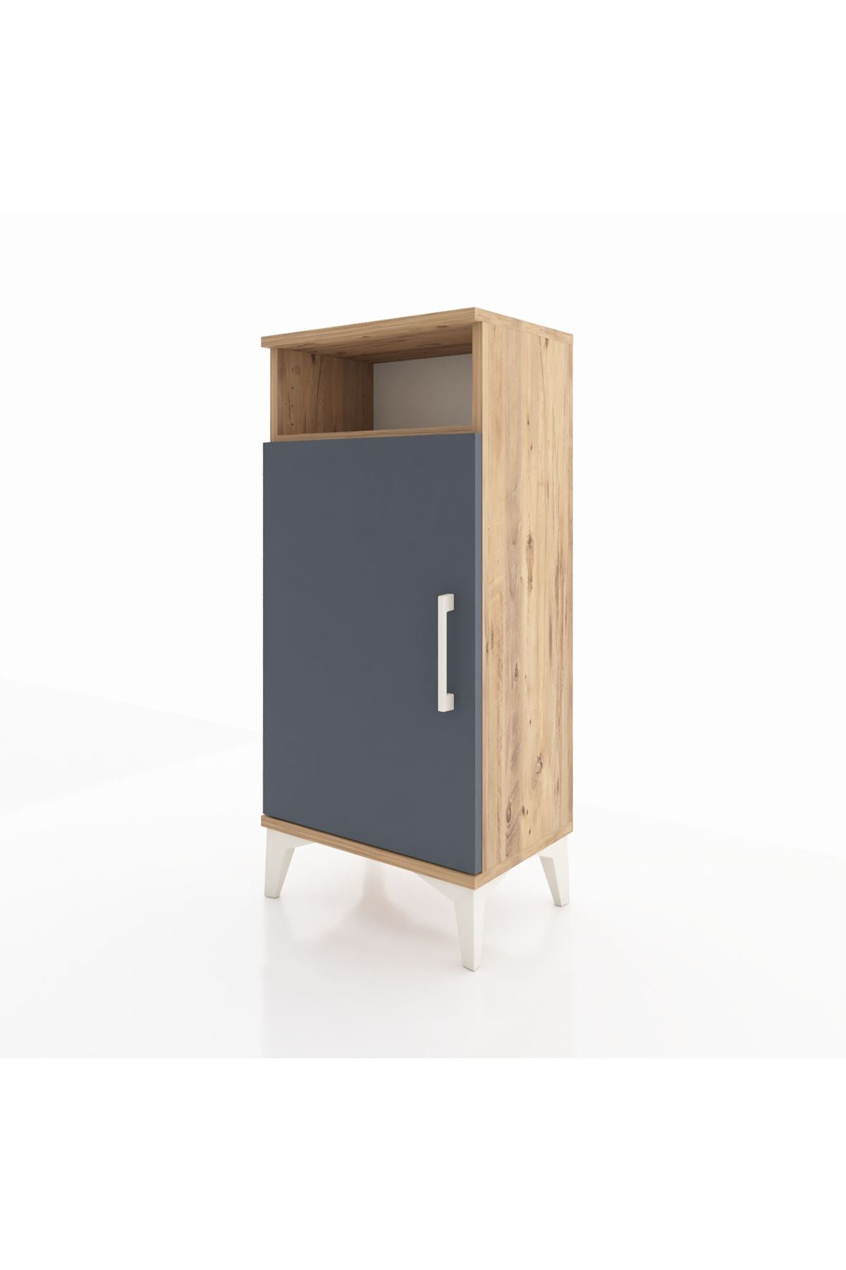 Arges Komodin 3 Raflı Tek Kapaklı 44x30x96 Çam-Antrasit