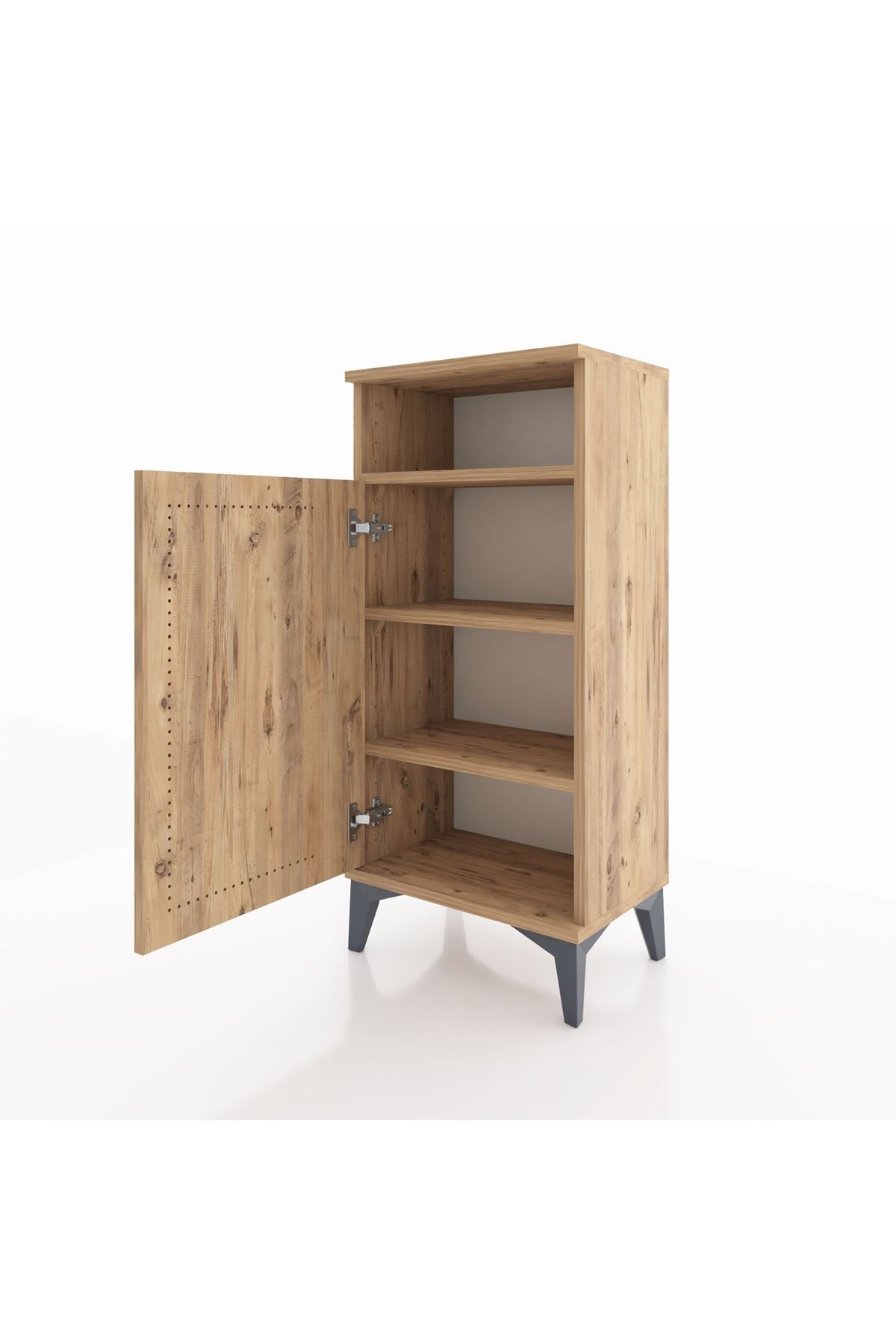 Arges Komodin 3 Raflı Tek Kapaklı 44x30x96 Çam-Çam