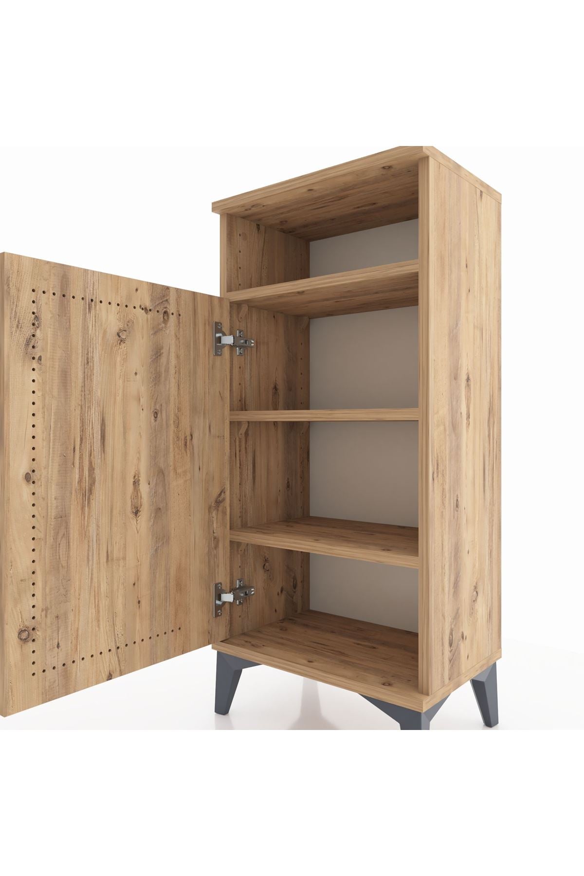 Arges Komodin 3 Raflı Tek Kapaklı 44x30x96 Çam-Çam