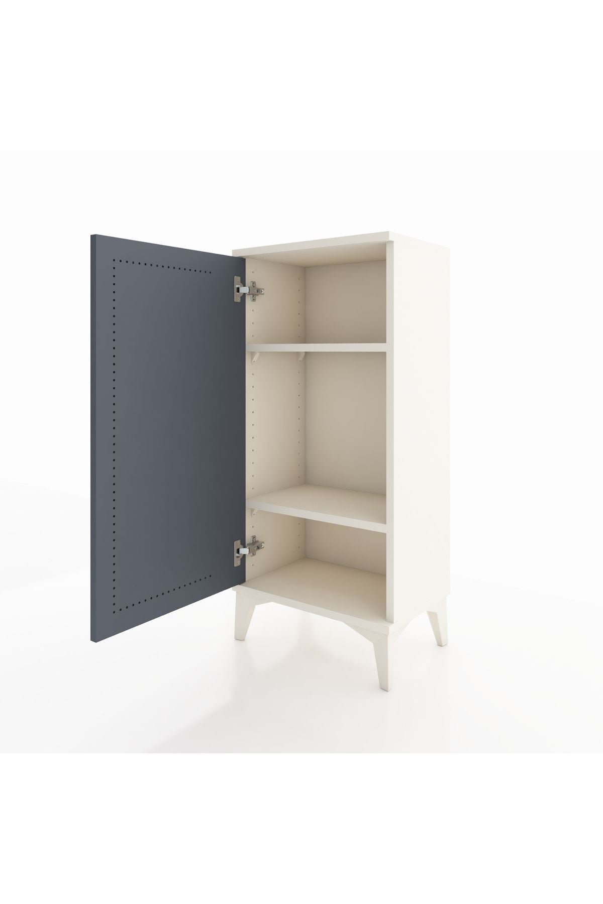 Arges Komodin 2 Raflı Tek Kapaklı 44x30x96 Aytaşı-Antrasit