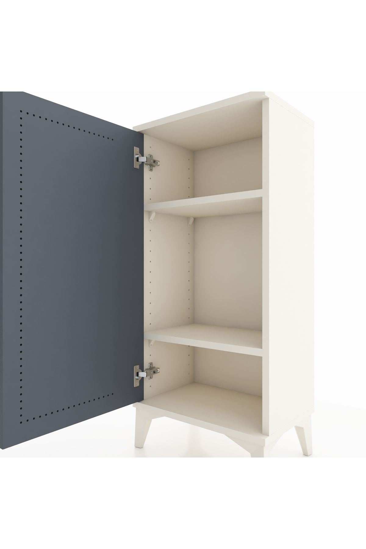 Arges Komodin 2 Raflı Tek Kapaklı 44x30x96 Aytaşı-Antrasit