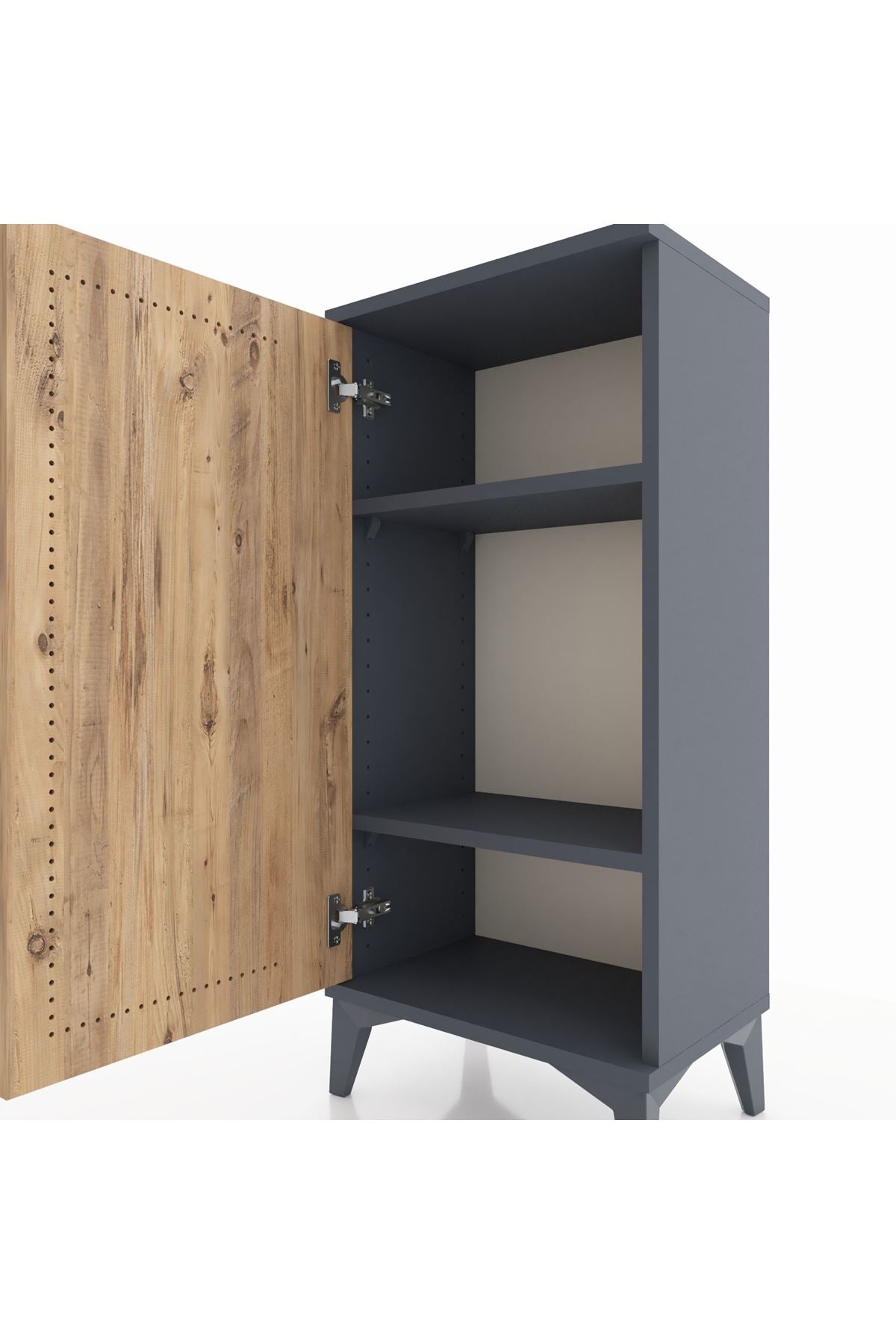 Arges Komodin 2 Raflı Tek Kapaklı 44x30x96 Antrasit-Çam