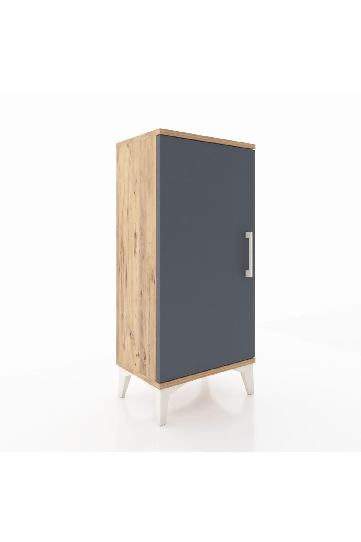 Arges Komodin 2 Raflı Tek Kapaklı 44x30x96 Çam-Antrasit