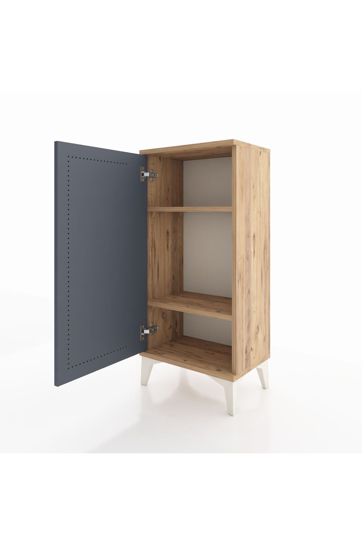 Arges Komodin 2 Raflı Tek Kapaklı 44x30x96 Çam-Antrasit