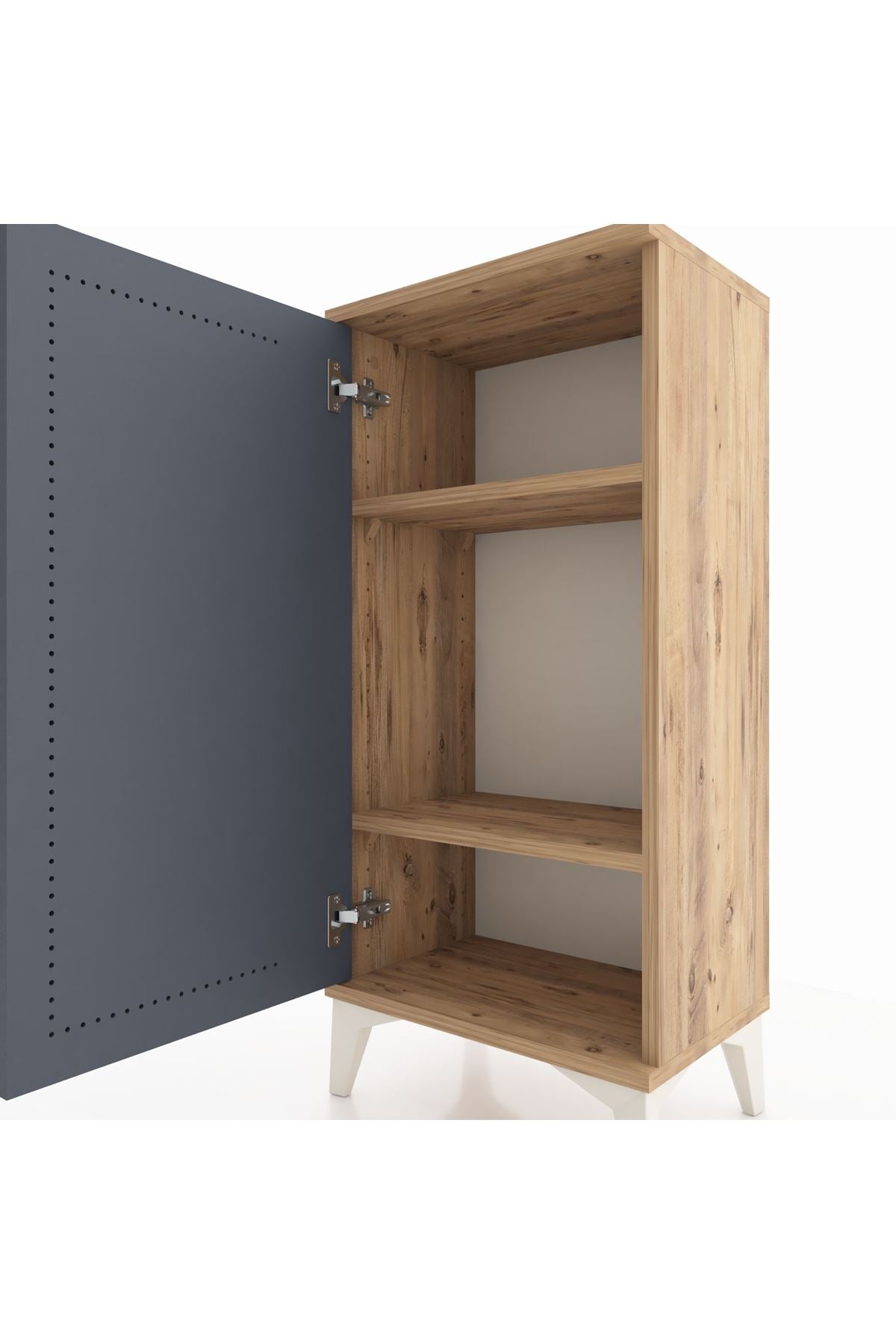 Arges Komodin 2 Raflı Tek Kapaklı 44x30x96 Çam-Antrasit