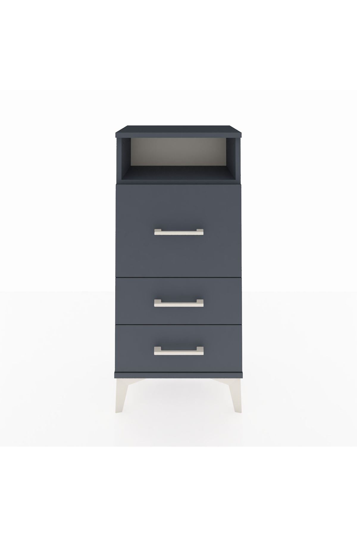 Arges Komodin Tek Raflı 3 Çekmeceli 44x30x96 Antrasit-Antrasit