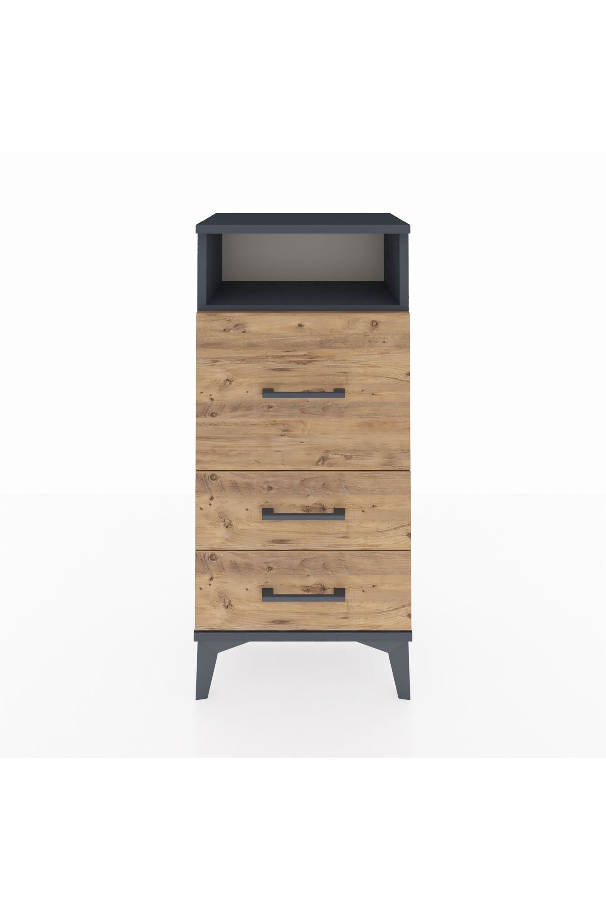 Arges Komodin Tek Raflı 3 Çekmeceli 44x30x96 Antrasit-Çam