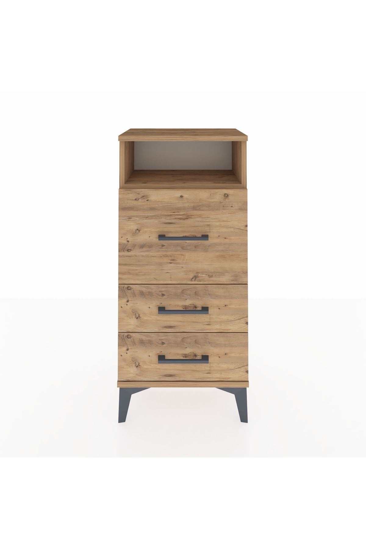 Arges Komodin Tek Raflı 3 Çekmeceli 44x30x96 Çam-Çam