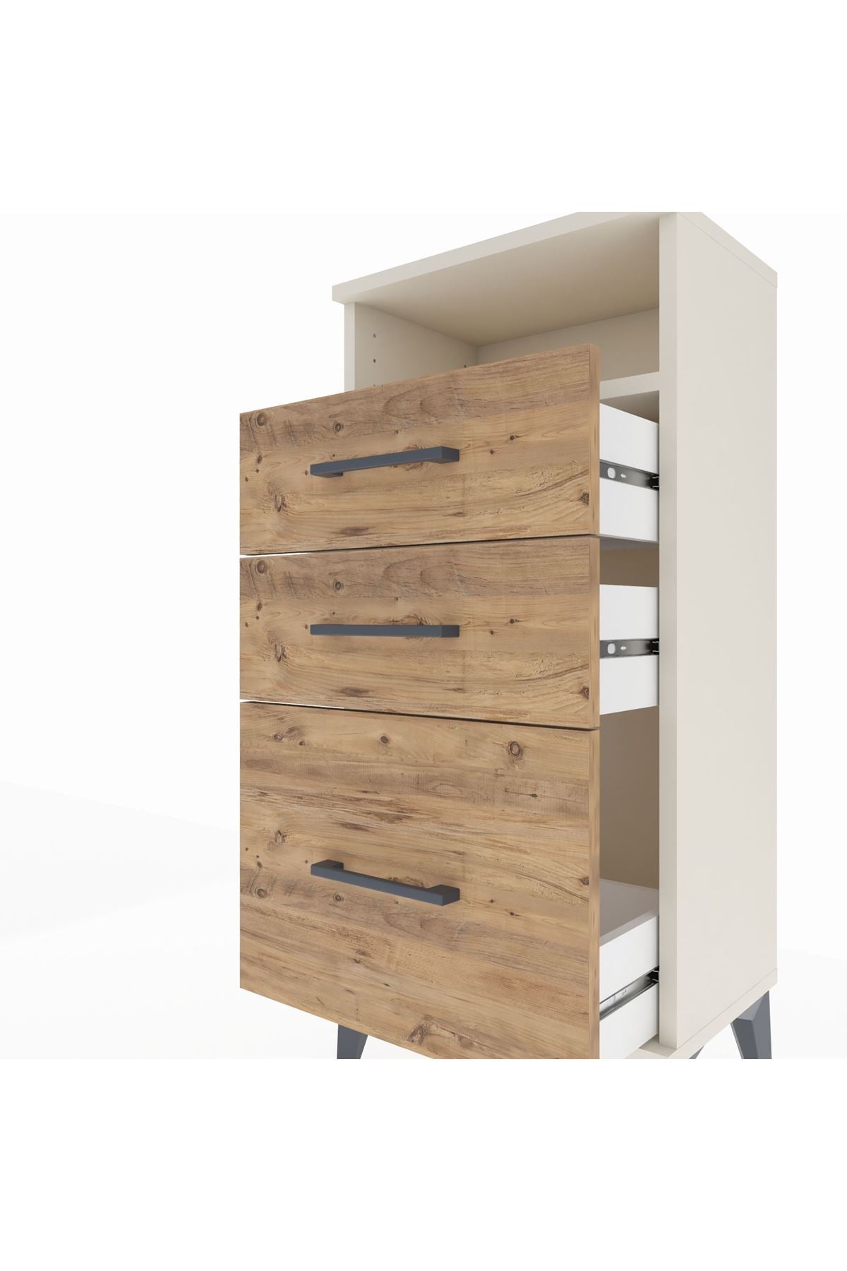 Arges Komodin Tek Raflı 3 Çekmeceli 44x30x96 Aytaşı-Çam