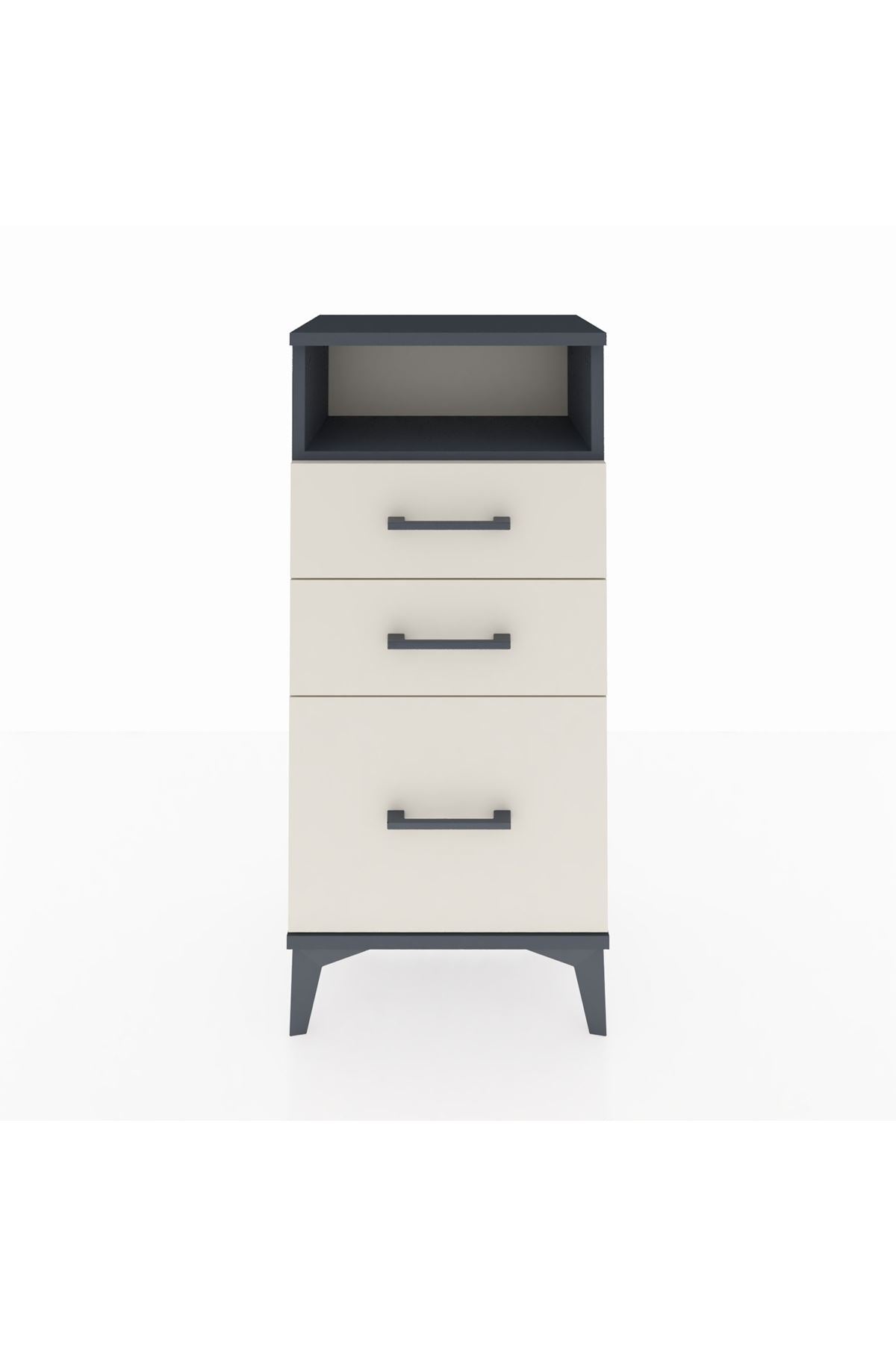 Arges Komodin Tek Raflı 3 Çekmeceli 44x30x96 Antrasit-Aytaşı