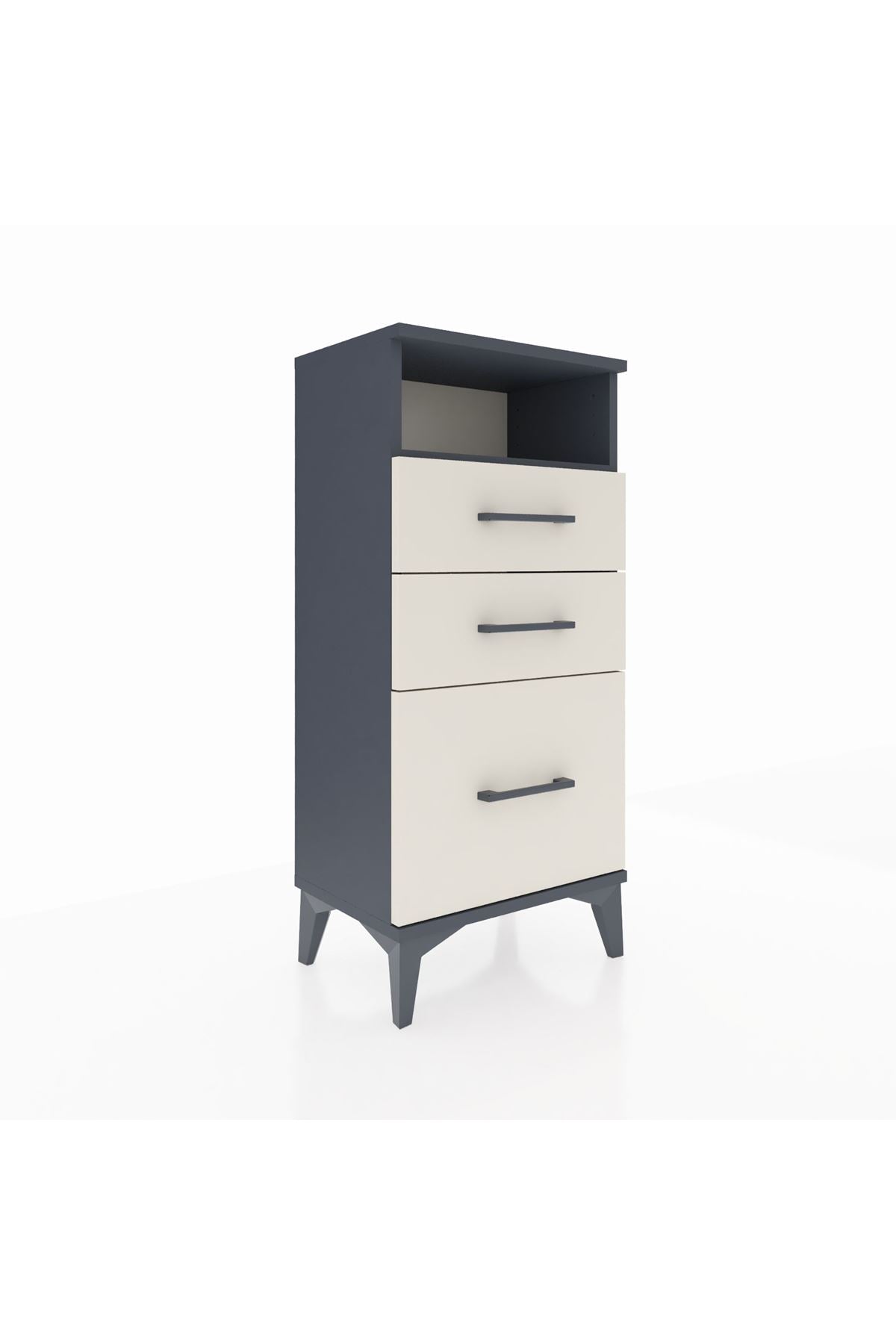 Arges Komodin Tek Raflı 3 Çekmeceli 44x30x96 Antrasit-Aytaşı