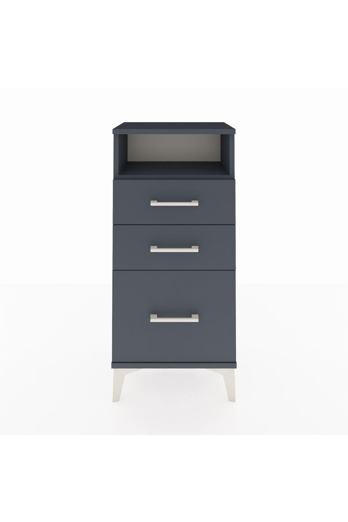 Arges Komodin Tek Raflı 3 Çekmeceli 44x30x96 Antrasit-Antrasit