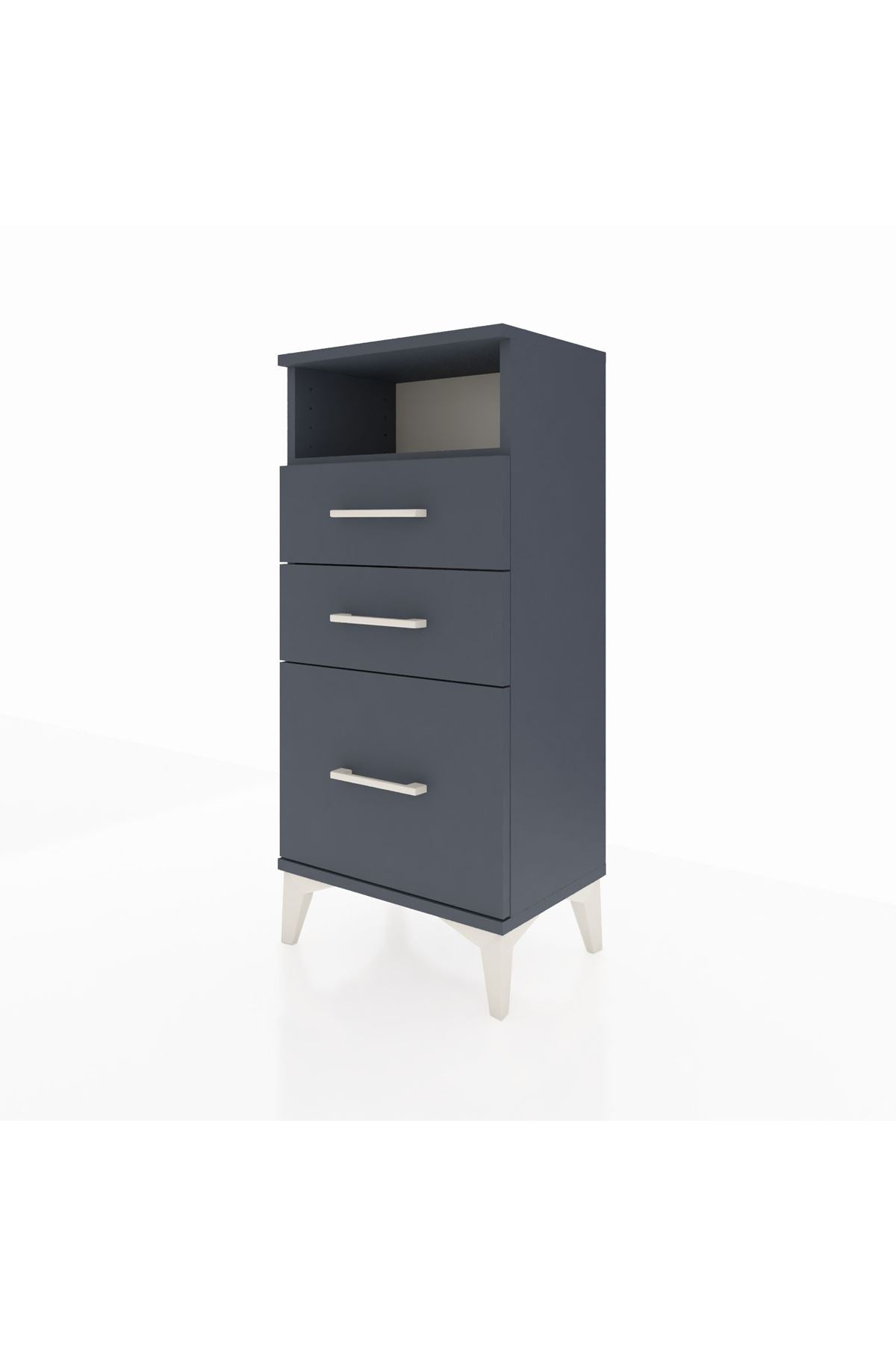 Arges Komodin Tek Raflı 3 Çekmeceli 44x30x96 Antrasit-Antrasit