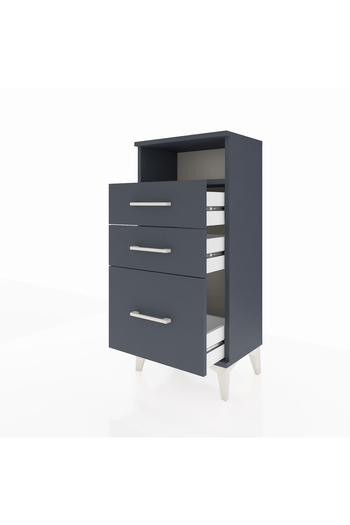 Arges Komodin Tek Raflı 3 Çekmeceli 44x30x96 Antrasit-Antrasit