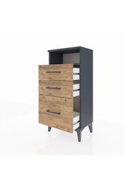 Arges Komodin Tek Raflı 3 Çekmeceli 44x30x96 Antrasit-Çam