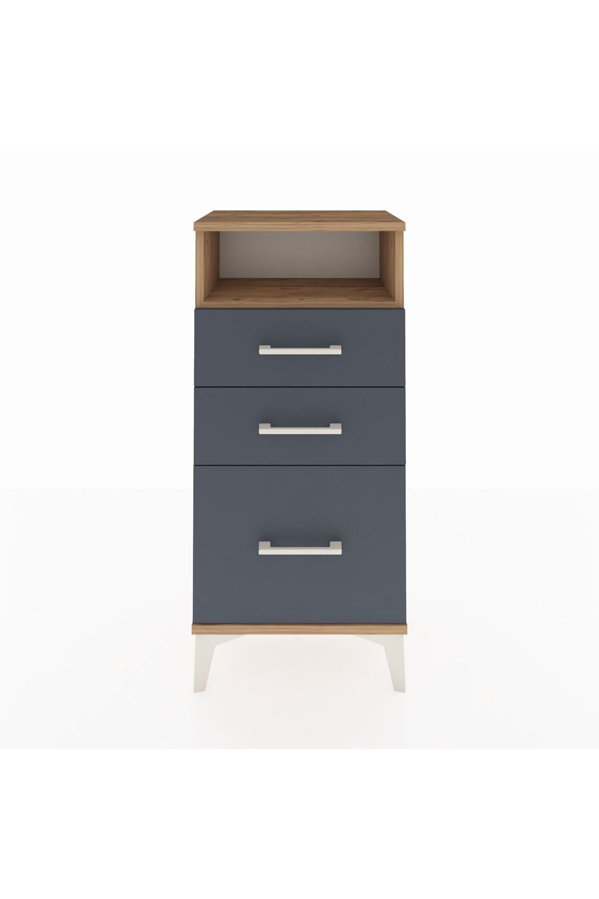 Arges Komodin Tek Raflı 3 Çekmeceli 44x30x96 Çam-Antrasit