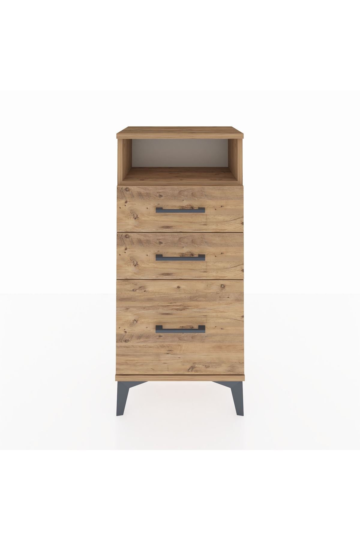 Arges Komodin Tek Raflı 3 Çekmeceli 44x30x96 Çam-Çam