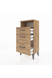 Arges Komodin Tek Raflı 3 Çekmeceli 44x30x96 Çam-Çam