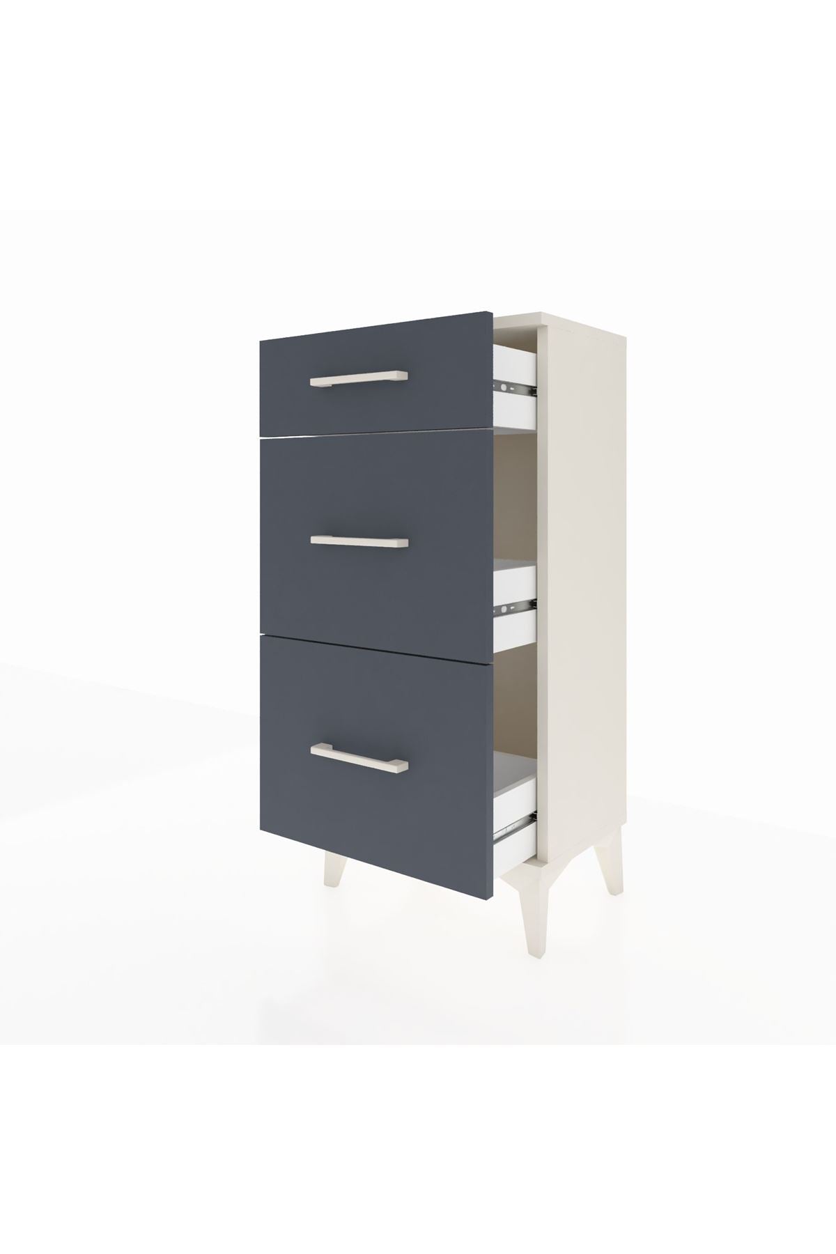 Arges Komodin 3 Çekmeceli 44x30x96 Aytaşı-Antrasit