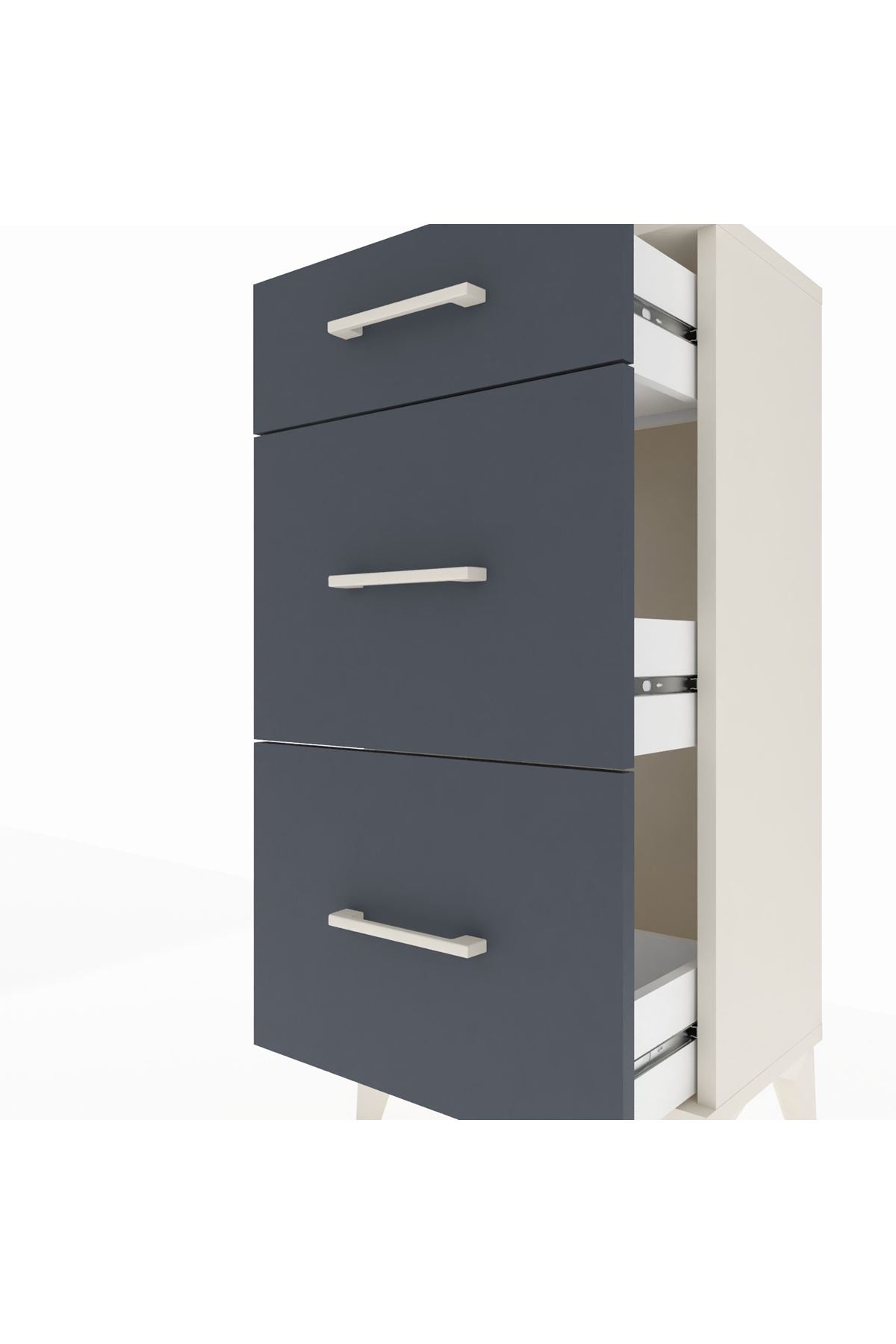 Arges Komodin 3 Çekmeceli 44x30x96 Aytaşı-Antrasit