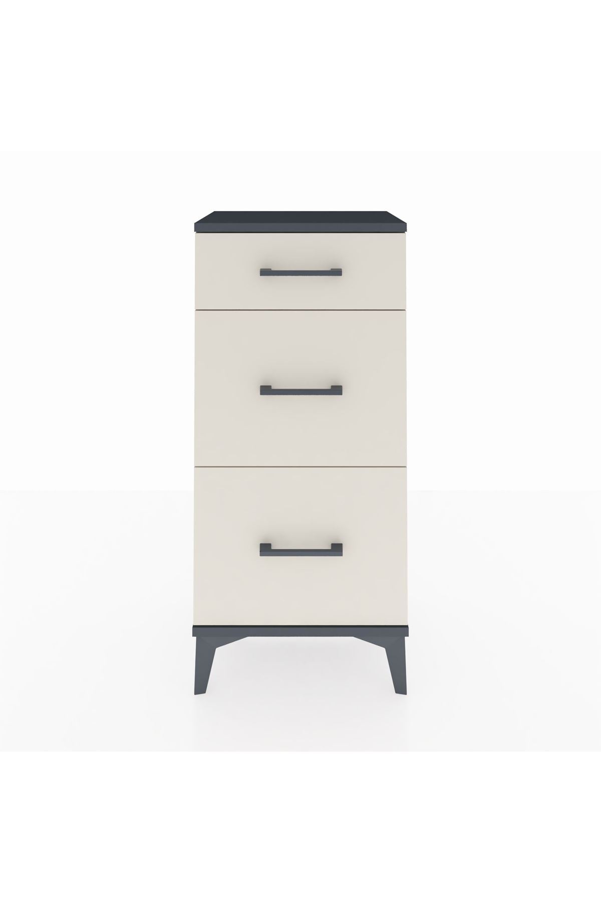 Arges Komodin 3 Çekmeceli 44x30x96 Antrasit-Aytaşı