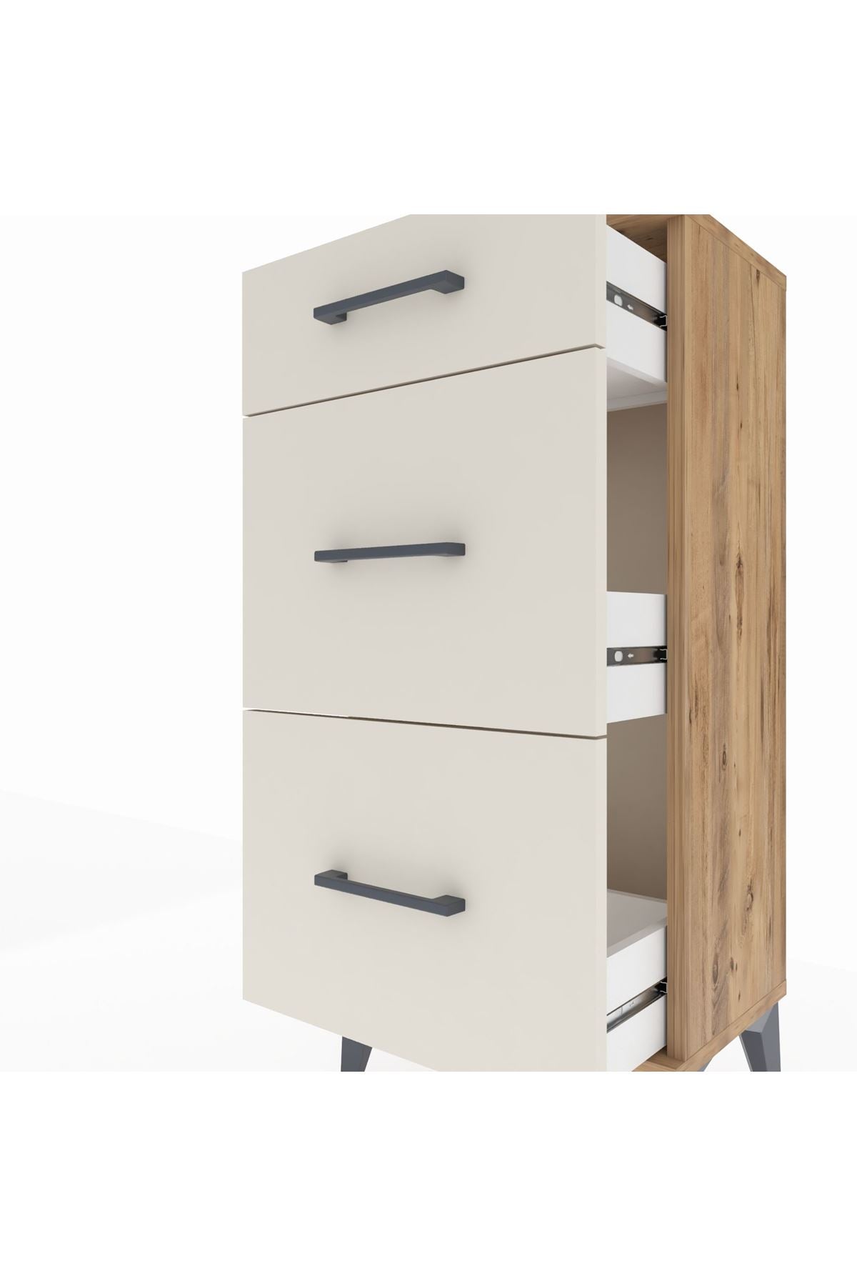 Arges Komodin 3 Çekmeceli 44x30x96 Çam-Aytaşı