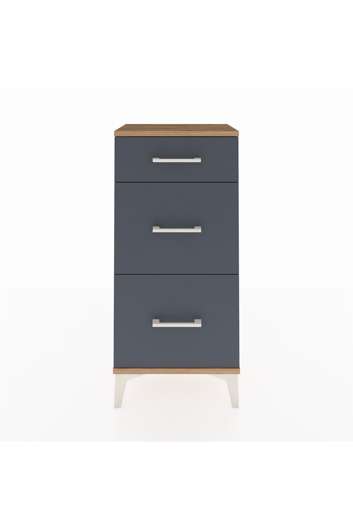 Arges Komodin 3 Çekmeceli 44x30x96 Çam-Antrasit