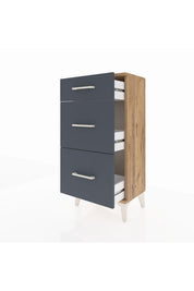 Arges Komodin 3 Çekmeceli 44x30x96 Çam-Antrasit