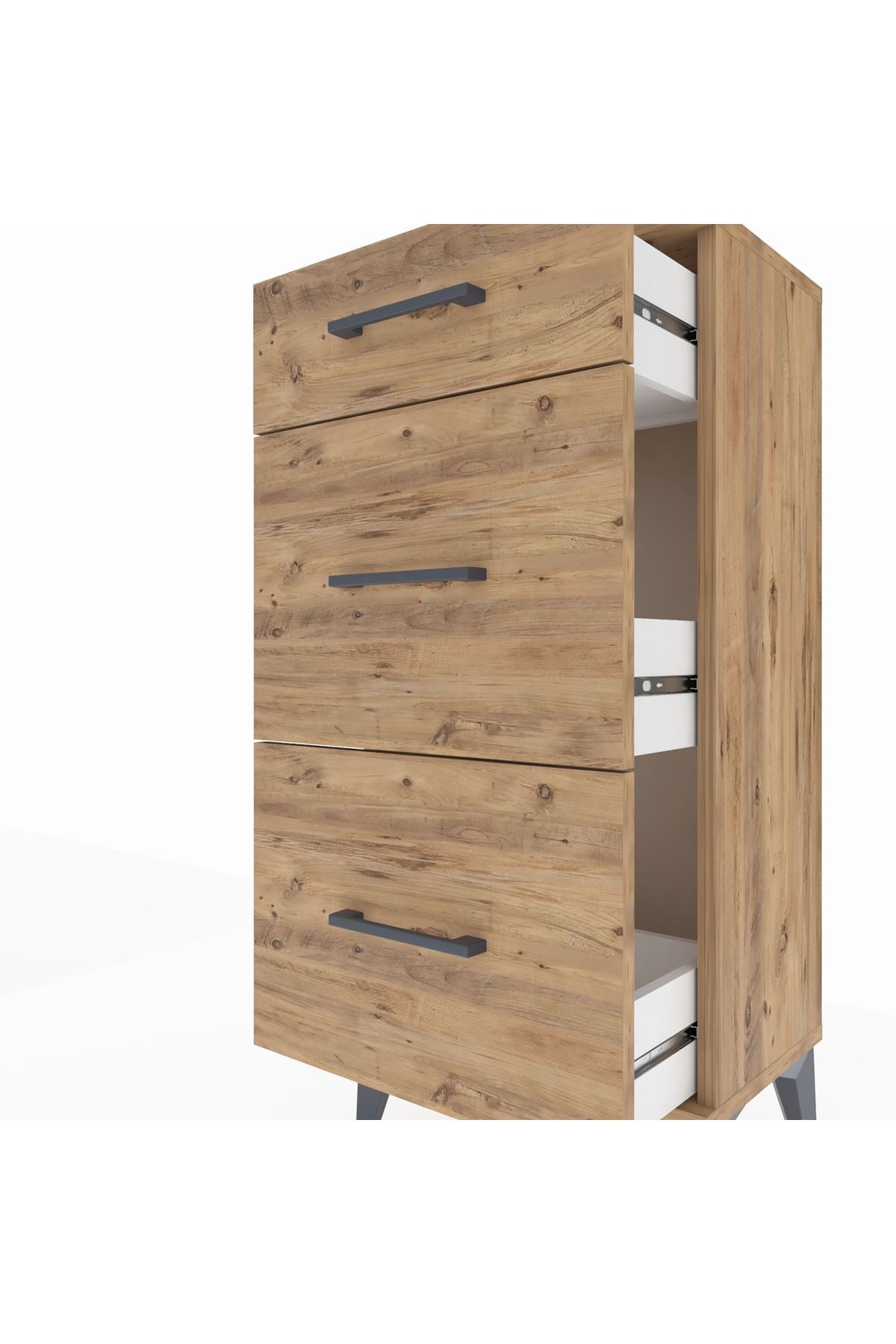 Arges Komodin 3 Çekmeceli 44x30x96 Çam-Çam