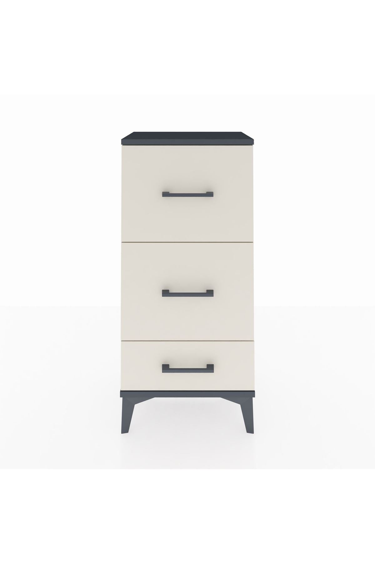 Arges Komodin 3 Çekmeceli 44x30x96 Antrasit-Aytaşı