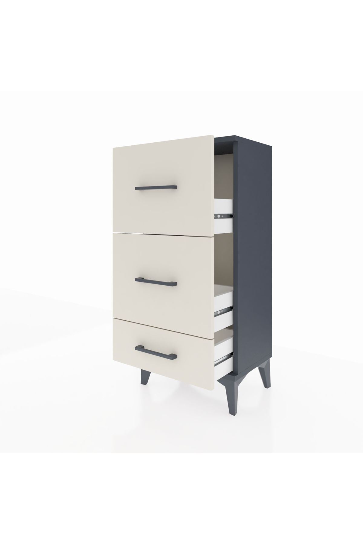 Arges Komodin 3 Çekmeceli 44x30x96 Antrasit-Aytaşı