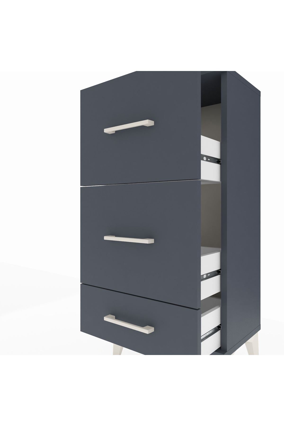 Arges Komodin 3 Çekmeceli 44x30x96 Antrasit-Antrasit